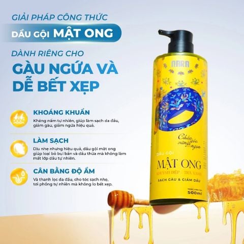 Nara Combo Gội Xả Mật ong Khuynh diệp trà xanh 500mlx2