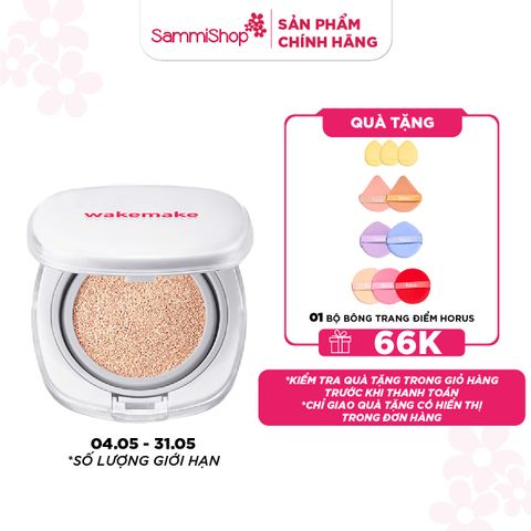 Wakemake Bộ sản phẩm Phấn nước Seamless Wear Cushion Refill Set SPF50+/PA+++ 15g