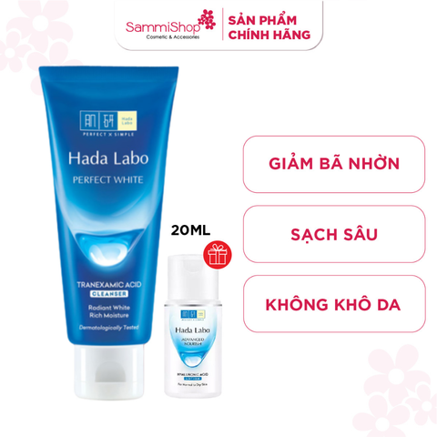 HadaLabo Kem rửa mặt Perfect White Tranexamic Acid Cleanser 80g + quà