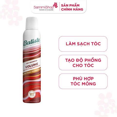 ĐỒNG GIÁ 01.08 - 04.09 Batiste Dầu gội khô làm phồng tóc Dry Shampoo & Volume 200ml