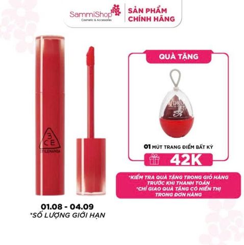 01.08-04.09 APP.WEB 3ce Son bóng Lazy Pop Lip Stain
