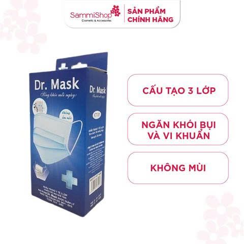 1.1-31.1 Dr.Mask Hộp Khẩu trang 3 lớp 30 chiếc - Trắng KT01