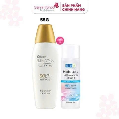 07.11 - 11.11 COMBO 2 Sunplay Sữa chống nắng Skin Aqua Clear White SPF50+ PA++++ 55g + quà