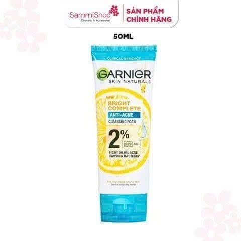 02.01-18.01 ĐỒNG GIÁ Garnier Sữa rửa mặt Skin naturals Bright complete Anti - Acne Cleansing foam 50ml (IP07)
