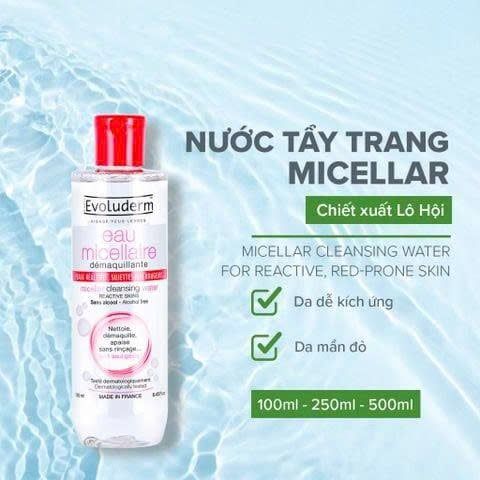 01.01 - 31.01 Evoluderm Nước tẩy trang Micellar Cleansing Water Reactive Skins 500ml