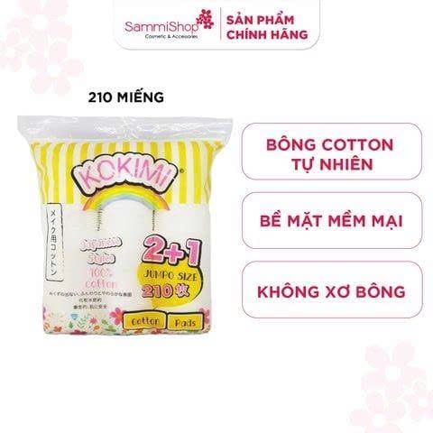 COMBO 02.01 - 18.01 COMBO 3 Kokimi Bông tẩy trang Nhật Bản 210 miếng tròn