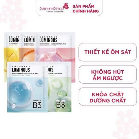 COMBO 5 COLORKEY Mặt nạ giấy Luminous B3 Facial Mask 30ml