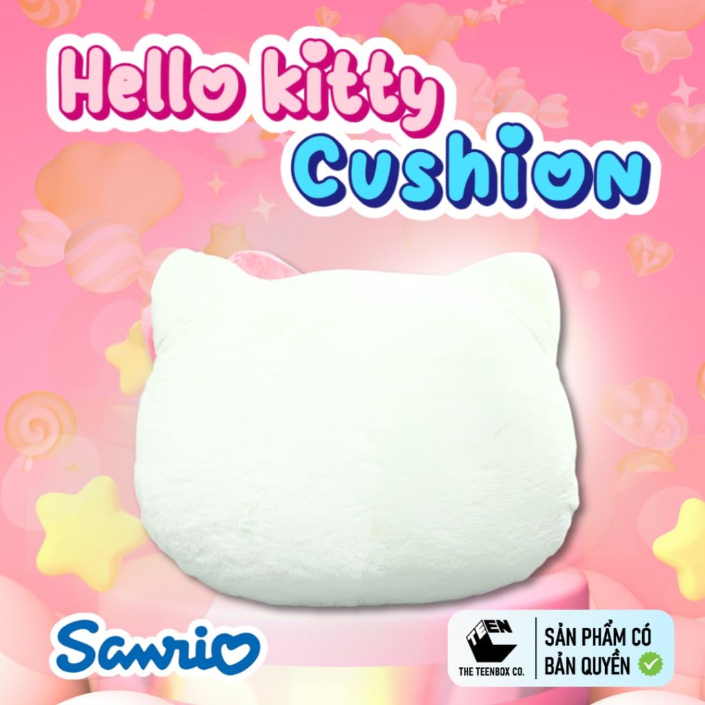 Gối Bông Mặt Hello Kitty 30cm – Gối Ôm Sanrio Chính Hãng Cao Cấp, Gối Trang Trí Dễ Thương, Teenbox Phân Phối