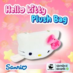 Túi Bông Mặt Hello Kitty 20cm – Túi Đeo Chéo Sanrio Chính Hãng, Quà Tặng Đáng Yêu, Phân Phối Bởi Teenbox