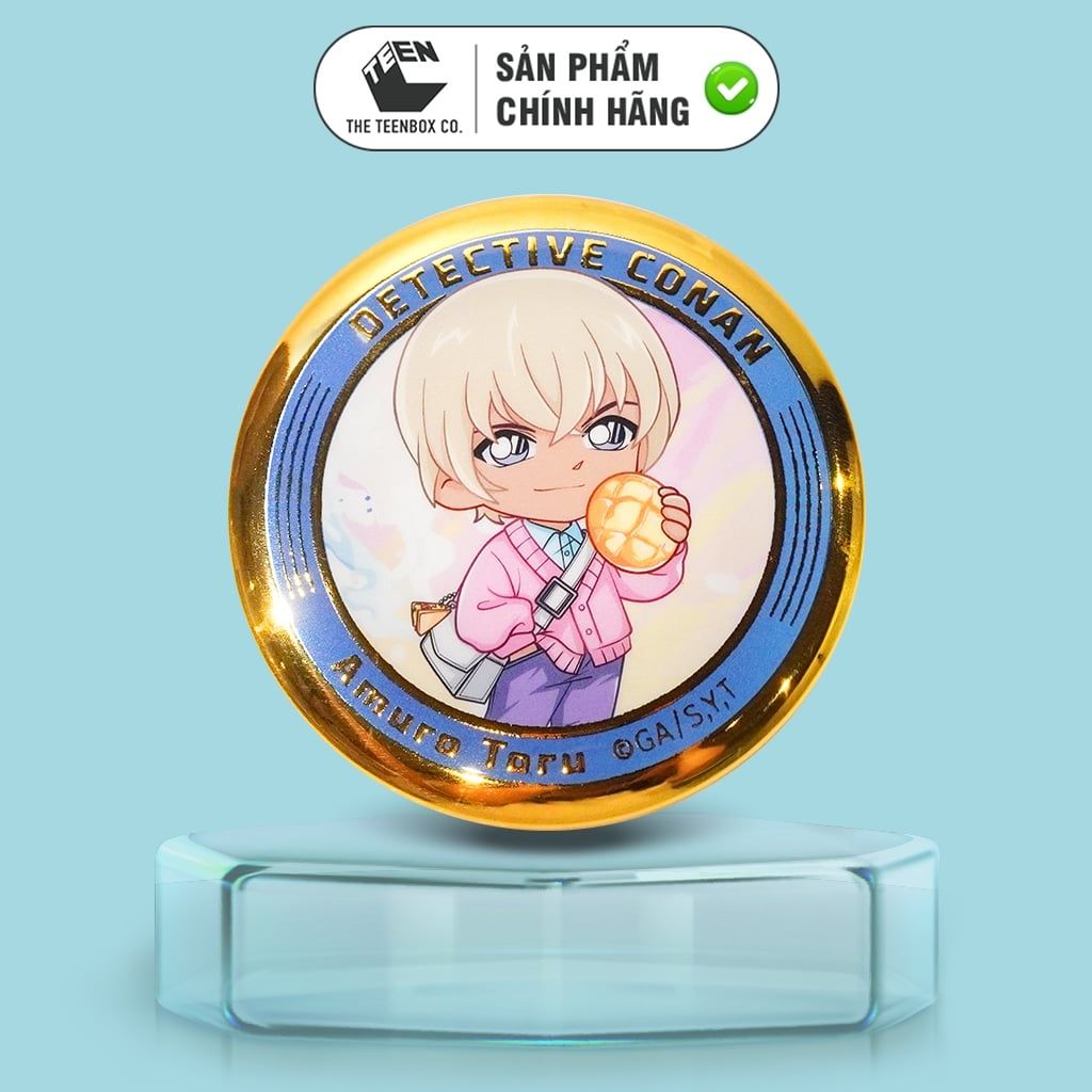 Huy Hiệu Chibi Conan Viền Vàng 58mm Blind Box Chính Hãng – Teenbox Phân Phối – Badge Anime Hộp Mù