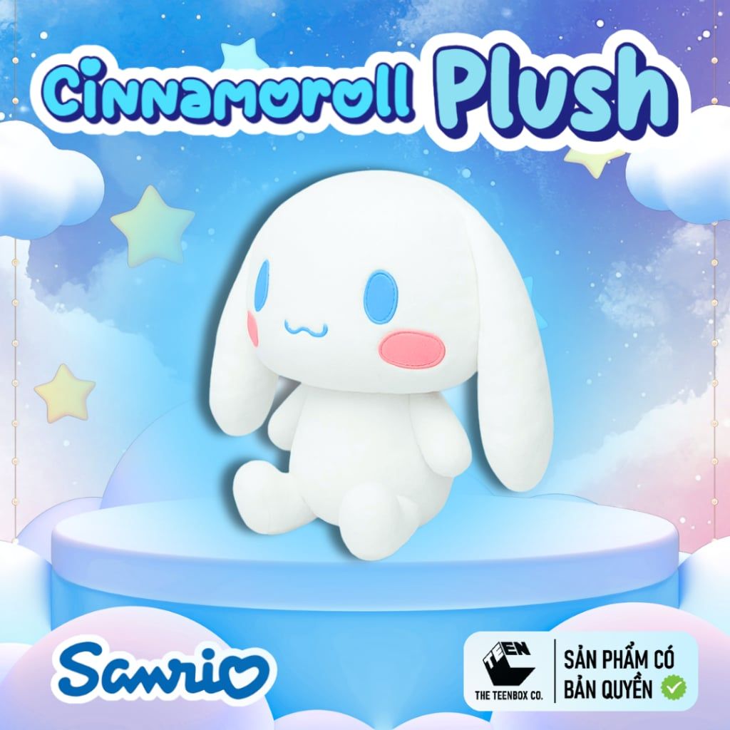 Thú Bông Cinnamoroll Size M 33cm – Gấu Bông Sanrio Chính Hãng Cao Cấp Mềm Mịn, Quà Tặng Đáng Yêu, Teenbox Phân Phối