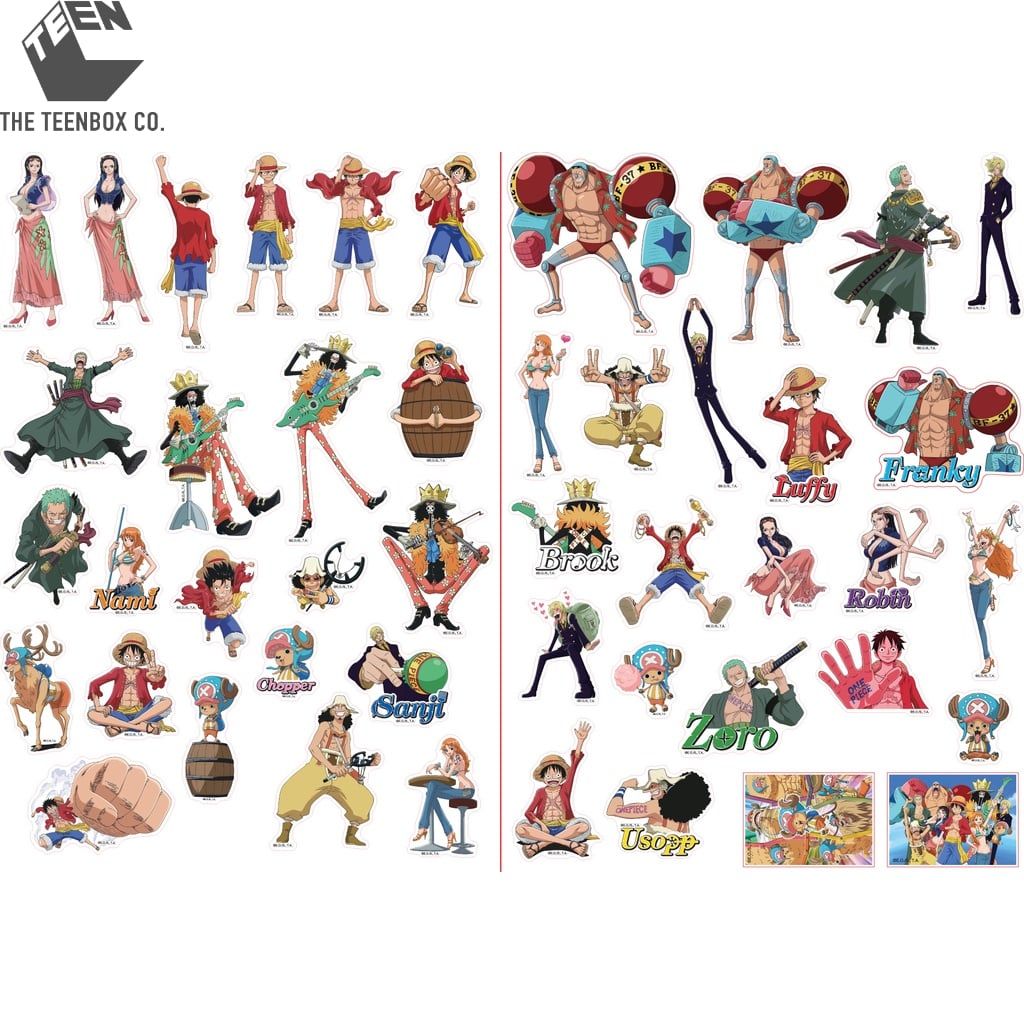 Bộ 46 Sticker One Piece – Sticker Anime Dán Laptop, Balo, Sổ Tay, Chính Hãng TEENBOX