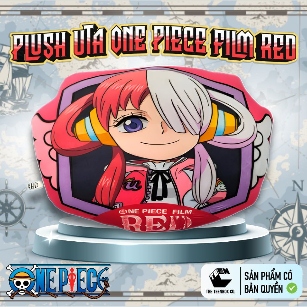 Gối In One Piece Film Red Chính Hãng – Gối Bông Nỉ Mềm Mịn 30x30cm | TEENBOX Phân Phối