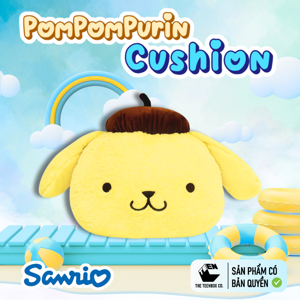 Gối Bông Mặt Pompompurin 30cm – Gối Ôm Sanrio Chính Hãng Cao Cấp, Gối Trang Trí Dễ Thương, Teenbox Phân Phối