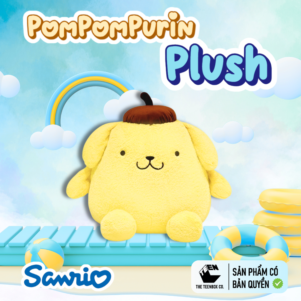 Thú Bông Pompompurin Size L 47cm – Gấu Bông Sanrio Chính Hãng Cao Cấp, Thú Nhồi Bông Ôm Ngủ, Teenbox Phân Phối