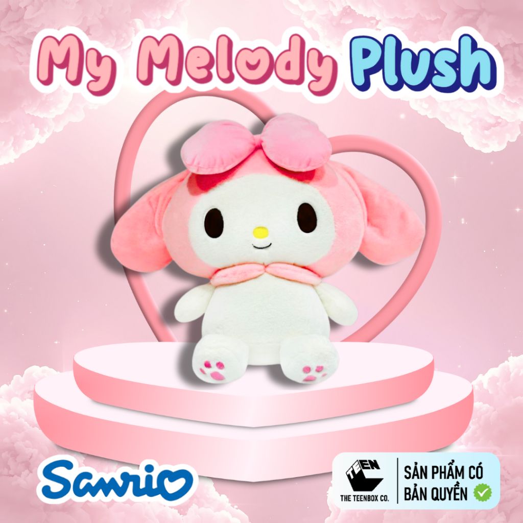 Thú Bông My Melody Size L 47cm – Gấu Bông Sanrio Chính Hãng Cao Cấp, Thú Nhồi Bông Ôm Ngủ Dễ Thương, Teenbox Phân Phối
