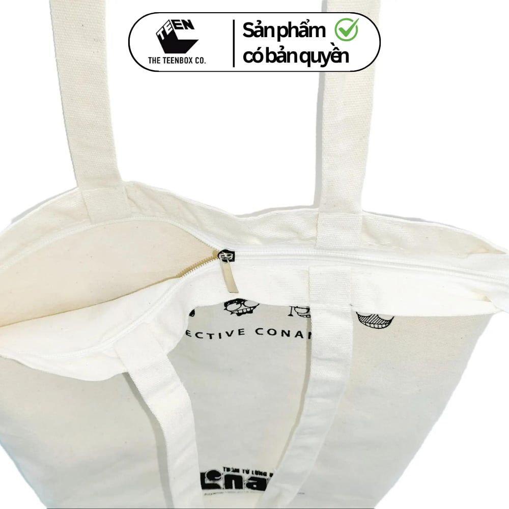 TÚI VẢI CONAN HÌNH VIÊN ĐẠN ĐỎ CHÍNH HÃNG – Túi Vải Canvas Anime Thám Tử Lừng Danh Conan, Teenbox Phân Phối