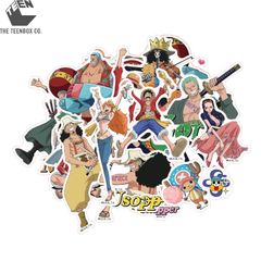Bộ 46 Sticker One Piece – Sticker Anime Dán Laptop, Balo, Sổ Tay, Chính Hãng TEENBOX