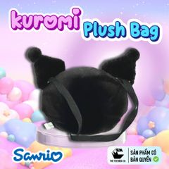 Túi Bông Mặt Kuromi 20 cm – Túi Đeo Chéo Sanrio Chính Hãng, Mềm Mịn, Teenbox Phân Phối