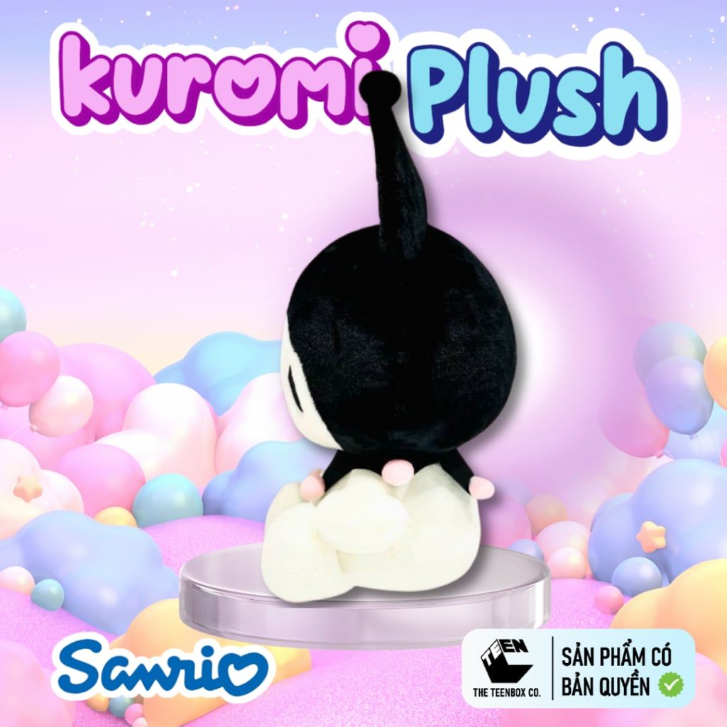 Thú Bông Kuromi Size L 47cm – Gấu Bông Sanrio Chính Hãng Cao Cấp, Ôm Ngủ Mềm Mịn, Teenbox Phân Phối