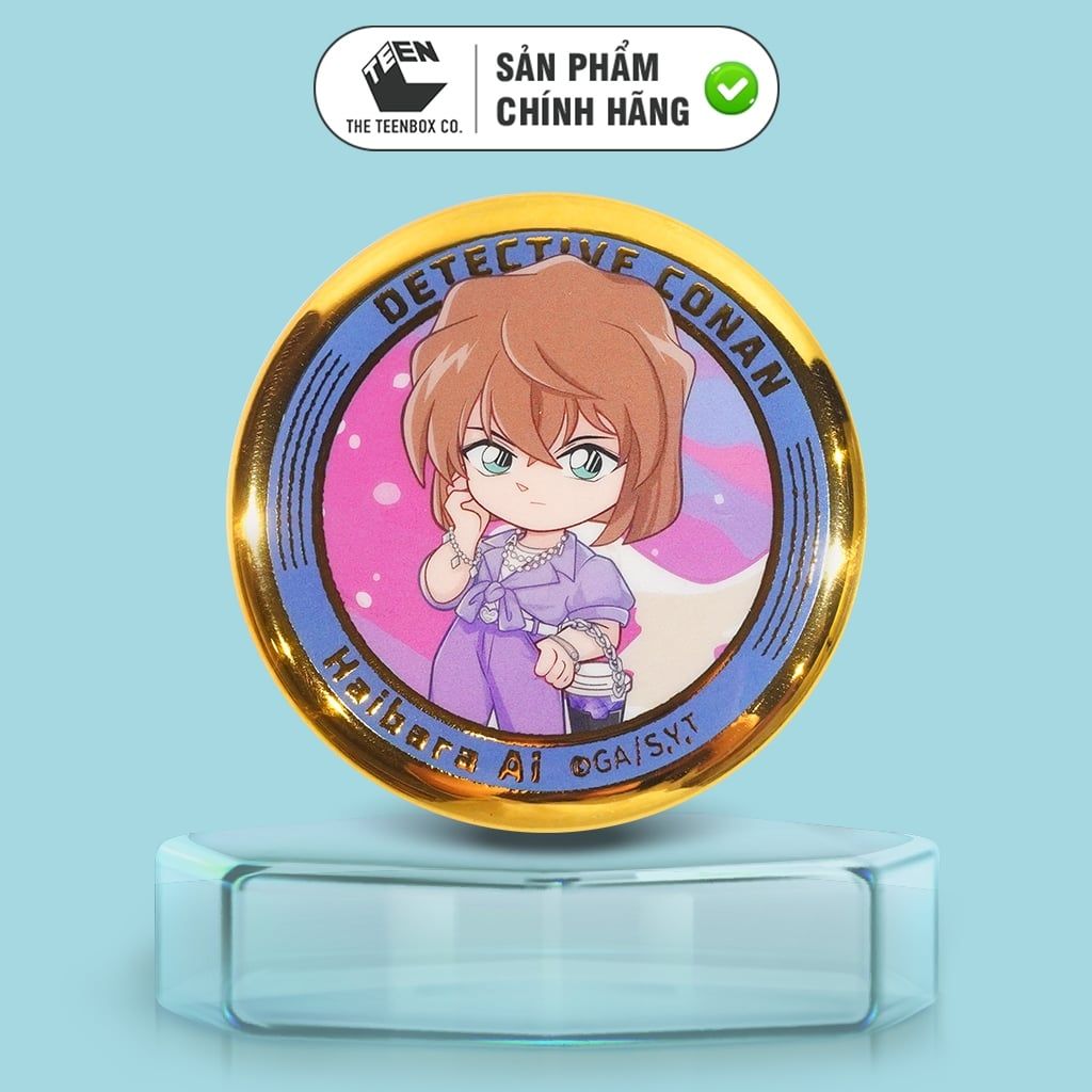 Huy Hiệu Chibi Conan Viền Vàng 58mm Blind Box Chính Hãng – Teenbox Phân Phối – Badge Anime Hộp Mù