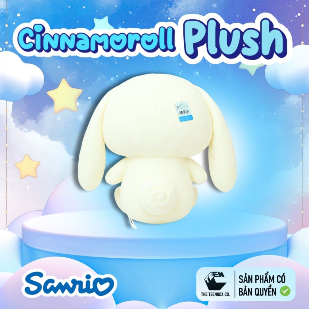 Thú Bông Cinnamoroll Size L 47cm – Gấu Bông Sanrio Chính Hãng Cao Cấp, Ôm Ngủ Siêu Mềm, Teenbox Phân Phối