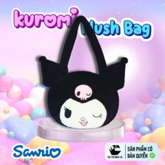 Túi Bông Mặt Kuromi 35cm – Túi Đeo Vai Sanrio Chính Hãng Cao Cấp, Mềm Mại, Teenbox Phân Phối