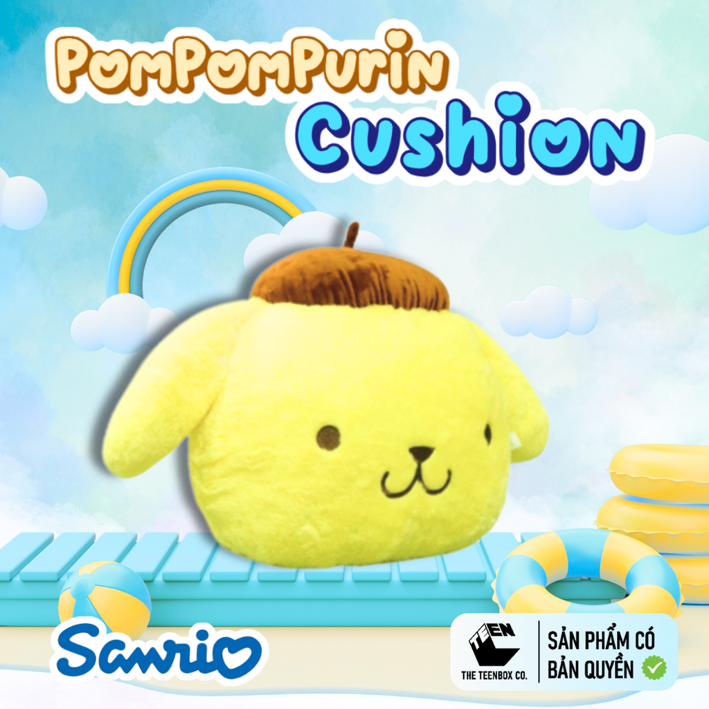 Gối Bông Mặt Pompompurin 30cm – Gối Ôm Sanrio Chính Hãng Cao Cấp, Gối Trang Trí Dễ Thương, Teenbox Phân Phối