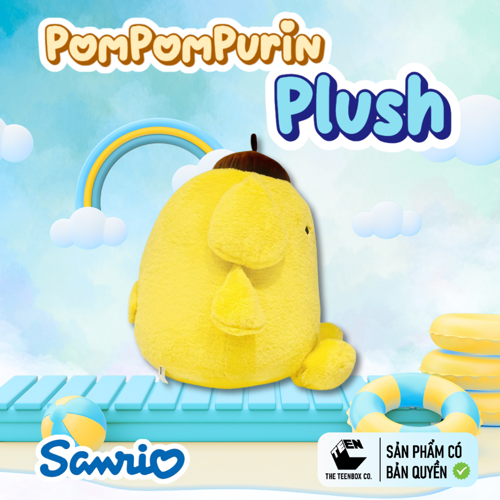 Thú Bông Pompompurin Size L 47cm – Gấu Bông Sanrio Chính Hãng Cao Cấp, Thú Nhồi Bông Ôm Ngủ, Teenbox Phân Phối