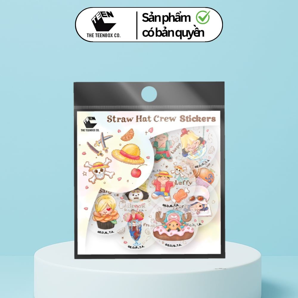 Bộ 20 Sticker One Piece Sweets 35x35mm – Hình Dán, Chống Nước, Bền Màu, Chính Hãng Teenbox