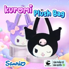 Túi Bông Mặt Kuromi 35cm – Túi Đeo Vai Sanrio Chính Hãng Cao Cấp, Mềm Mại, Teenbox Phân Phối
