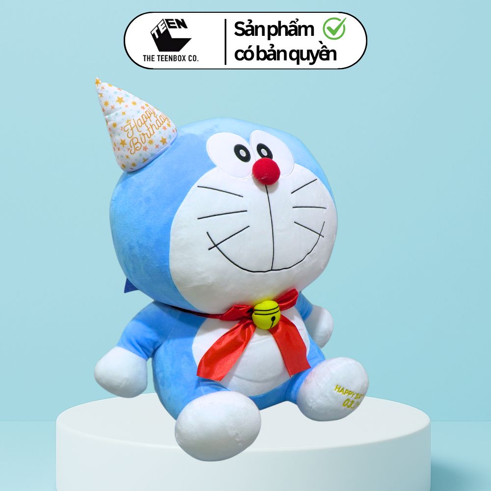 Thú Bông Doraemon Phiên Bản Sinh Nhật Size S 18cm Chính Hãng – Gấu Bông Kỷ Niệm Siêu Dễ Thương, Teenbox Phân Phối