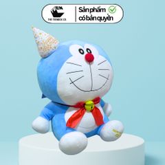 Thú Bông Doraemon Sinh Nhật Size M 33cm – Gấu Bông Cao Cấp, Bản Quyền Animation International, Teenbox Phân Phối