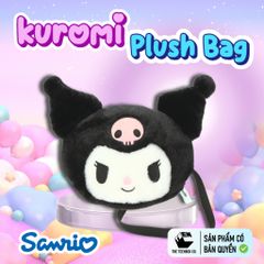 Túi Bông Mặt Kuromi 20 cm – Túi Đeo Chéo Sanrio Chính Hãng, Mềm Mịn, Teenbox Phân Phối