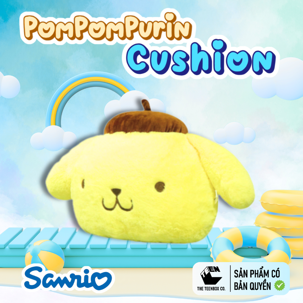 Gối Bông Mặt Pompompurin 30cm – Gối Ôm Sanrio Chính Hãng Cao Cấp, Gối Trang Trí Dễ Thương, Teenbox Phân Phối