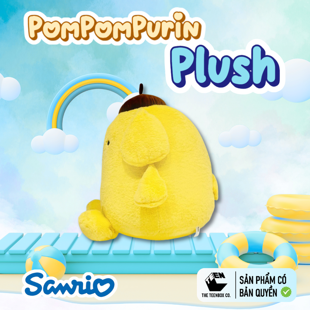 Thú Bông Pompompurin Size L 47cm – Gấu Bông Sanrio Chính Hãng Cao Cấp, Thú Nhồi Bông Ôm Ngủ, Teenbox Phân Phối