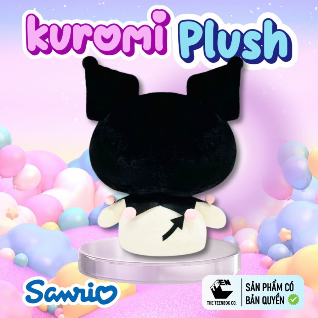 Thú Bông Kuromi Size M 33cm – Gấu Bông Sanrio Chính Hãng Cao Cấp, Ôm Ngủ Mềm Mịn, Teenbox Phân Phối