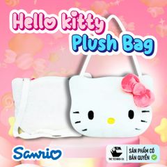 Túi Bông Mặt Hello Kitty 20cm – Túi Đeo Chéo Sanrio Chính Hãng, Quà Tặng Đáng Yêu, Phân Phối Bởi Teenbox