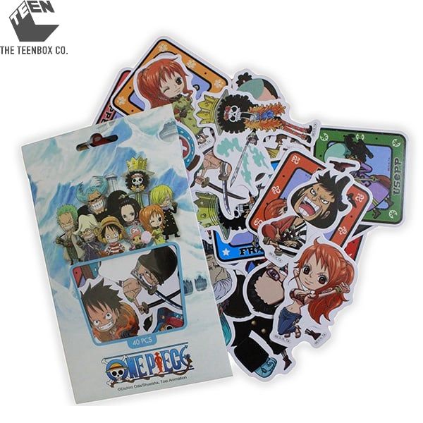 Bộ 40 Sticker Chibi One Piece – Sticker Anime Dán Laptop, Balo, Sổ Tay, Sản Phẩm Chính Hãng TEENBOX
