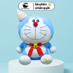 Thú Bông Doraemon Sinh Nhật Size M 33cm – Gấu Bông Cao Cấp, Bản Quyền Animation International, Teenbox Phân Phối