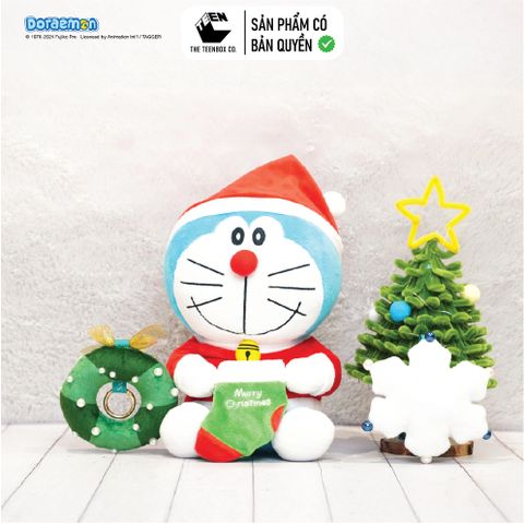 Gấu Bông Doraemon Giáng Sinh 23cm Chính Hãng – Thú Bông Noel Cao Cấp, Quà Tặng Giáng Sinh, Teenbox Phân Phối