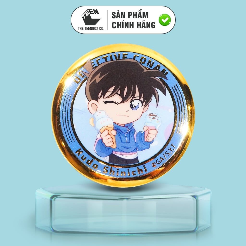 Huy Hiệu Chibi Conan Viền Vàng 58mm Blind Box Chính Hãng – Teenbox Phân Phối – Badge Anime Hộp Mù