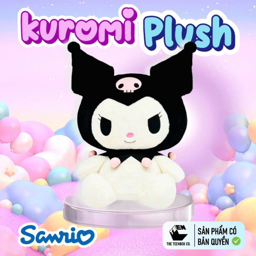 Thú Bông Kuromi Size L 47cm – Gấu Bông Sanrio Chính Hãng Cao Cấp, Ôm Ngủ Mềm Mịn, Teenbox Phân Phối