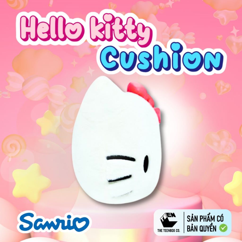 Gối Bông Mặt Hello Kitty 30cm – Gối Ôm Sanrio Chính Hãng Cao Cấp, Gối Trang Trí Dễ Thương, Teenbox Phân Phối