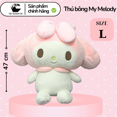 Thú Bông My Melody Size L 47cm – Gấu Bông Sanrio Chính Hãng Cao Cấp, Thú Nhồi Bông Ôm Ngủ Dễ Thương, Teenbox Phân Phối