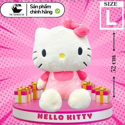 Thú Bông Hello Kitty Size L 47cm – Gấu Bông Sanrio Chính Hãng Cao Cấp, Ôm Ngủ Mềm Mịn, Teenbox Phân Phối