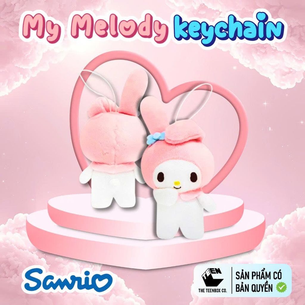 Móc Khoá Sanrio Chính Hãng – Móc Gắn Chìa Khoá Ô Tô Xe Máy, Thú Bông Cute 10cm, Quà Tặng Dễ Thương, Teenbox Phân Phối