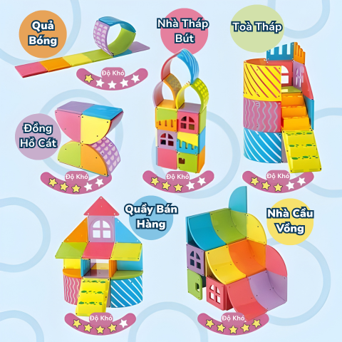 Đồ chơi xếp hình nam châm PEOPLE Nhật Bản - Bộ lâu đài 40 chi tiết ‎PGS150