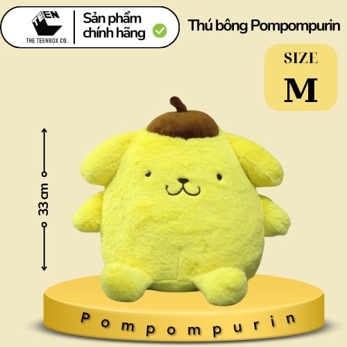 Thú Bông Pompompurin Size M 33cm – Gấu Bông Sanrio Chính Hãng Cao Cấp, Thú Nhồi Bông Ôm Ngủ, Teenbox Phân Phối