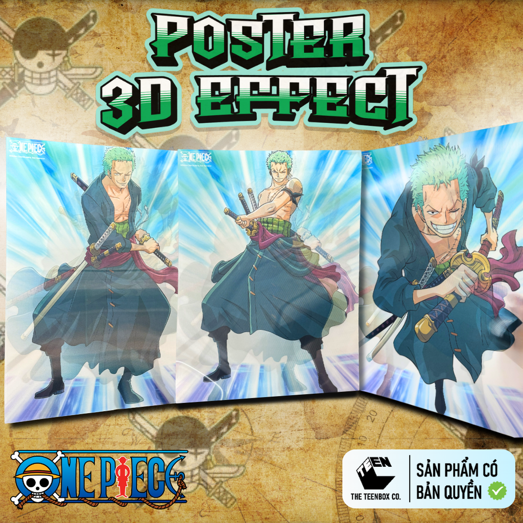 Poster 3D One Piece (Luffy / Zoro) – Tranh Anime Hiệu Ứng Nổi 3D Cao Cấp – Trang Trí Phòng Ấn Tượng, Chính Hãng Teenbox
